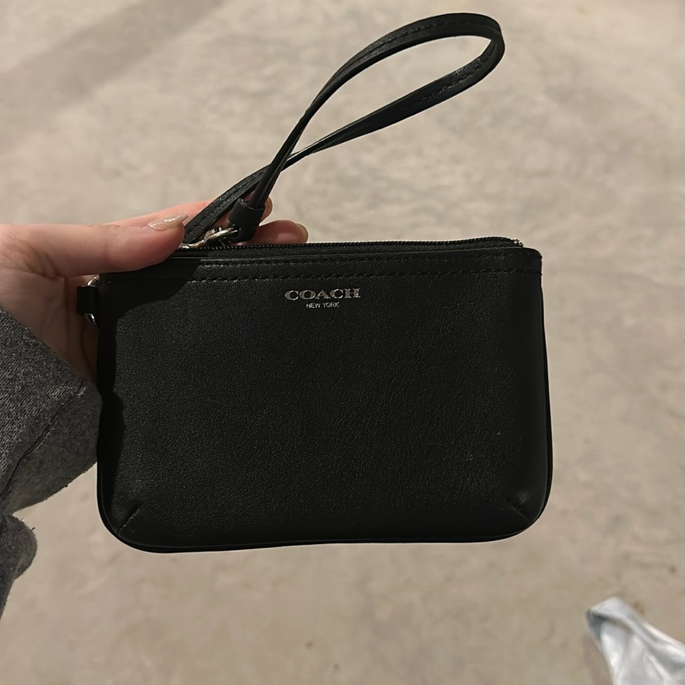 Black Leather Coach Wristlet